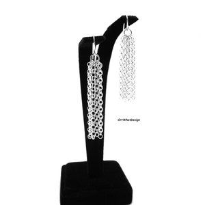 Sterling Silver Chains 925 Earrings Waterfall Fringe Light Dangle Elegant Light